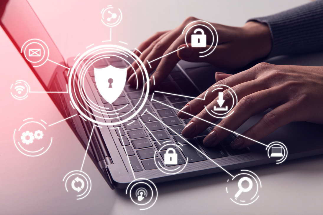 Hacker attack and data breach, cyber background with lock